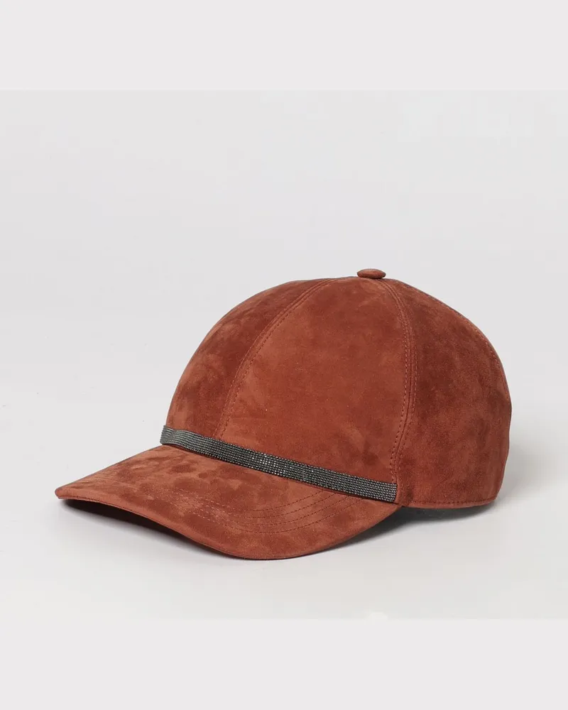 Brunello Cucinelli Baseballkappe aus Wildleder Rot