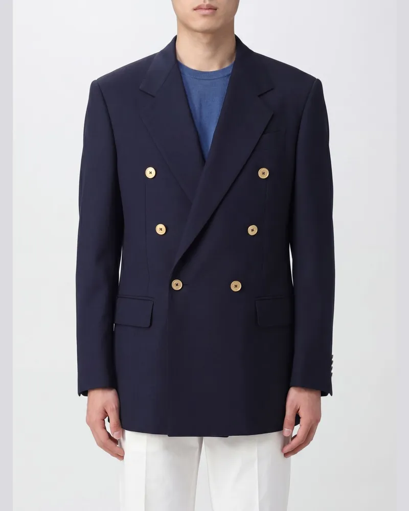 Tagliatore Zweireihiger Blazer mit fallendem Revers und Knopfverschluss Blau