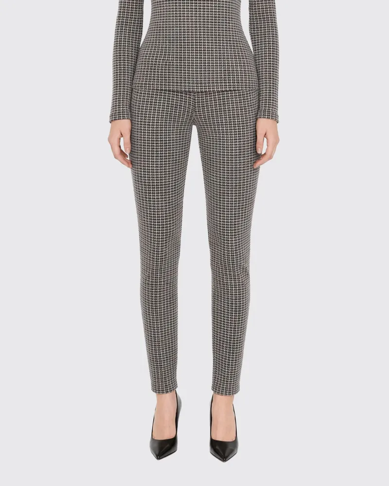 Patrizia Pepe Skinny-Hose aus Jersey mit Hahnentrittmuster und mittlerer Taille Grau