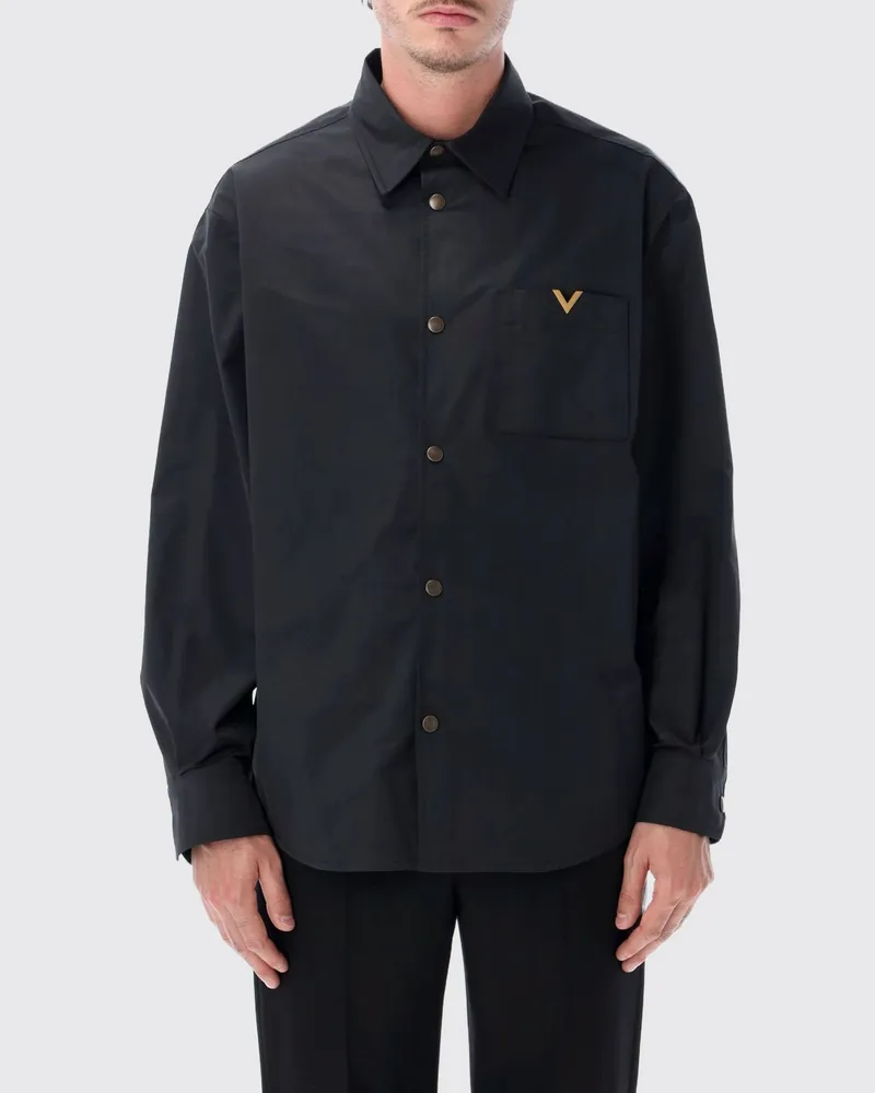 Valentino Garavani Hemdjacke von aus technischem Gewebe mit VLogo Signature Schwarz