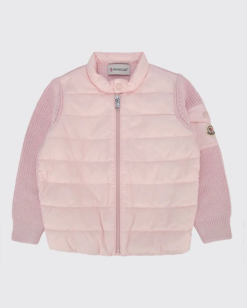 Moncler Wattierter Cardigan aus Nylon und Baumwolle Pink