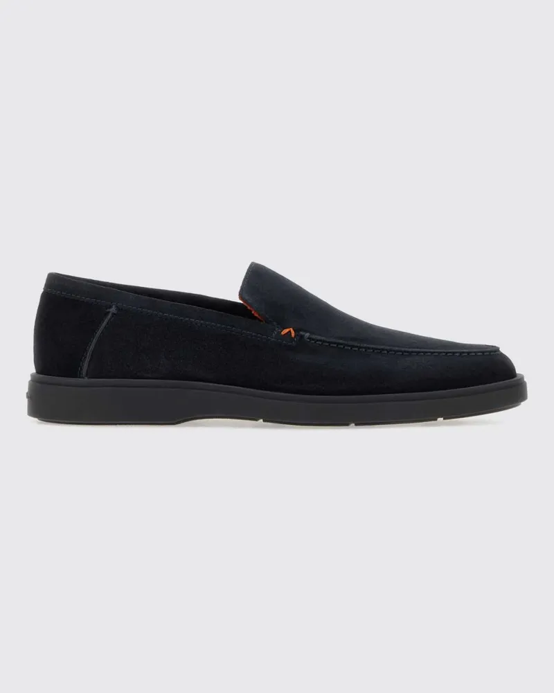 Santoni Wildleder-Loafer mit erhabener Schürzennaht und Gummisohle Blau
