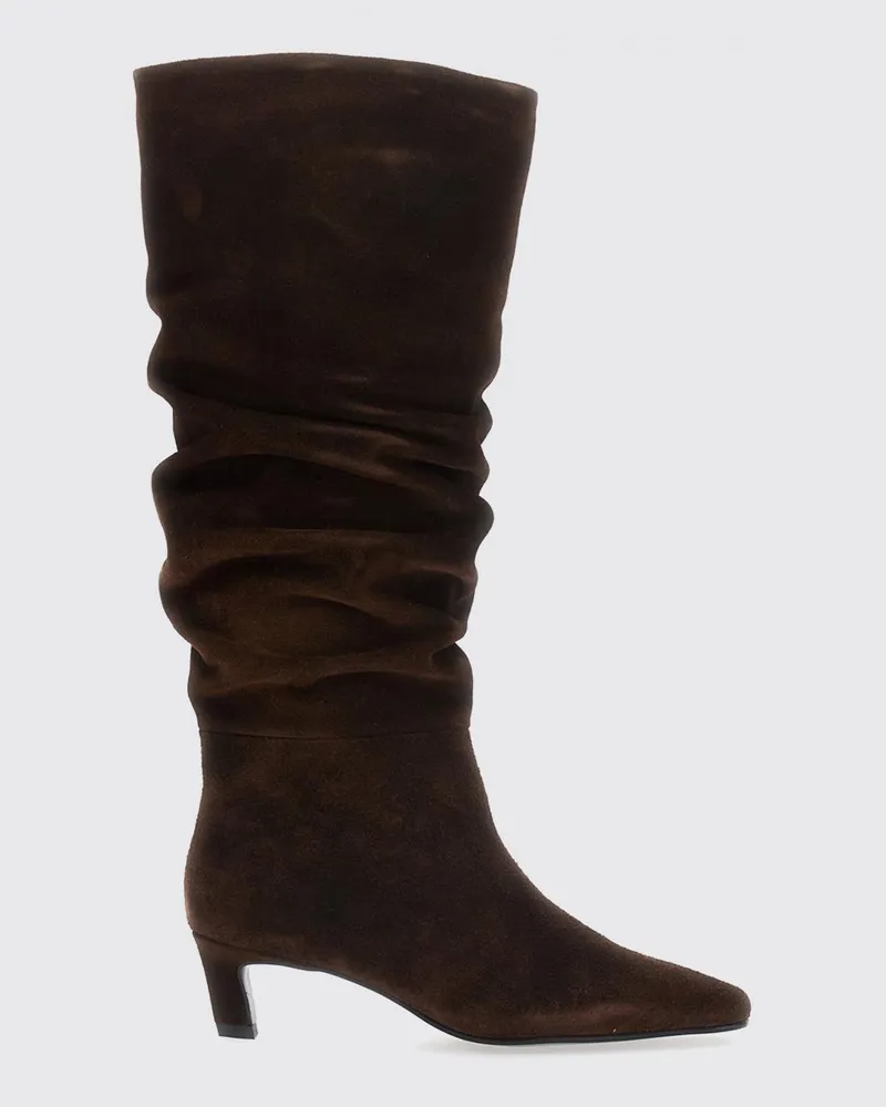 Alohas Kniehohe Kalila Stiefel aus Veloursleder mit gerafftem Design Braun