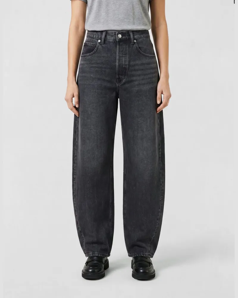 Alexander Wang High-Waist Baggy Jeans aus Denim mit Strass-Logo Grau