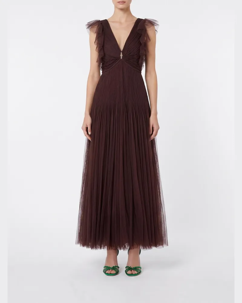 Elisabetta Franchi Langes Tüllkleid Braun