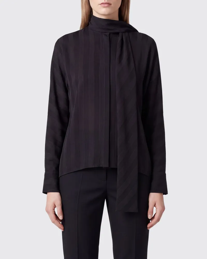 SPORTMAX Locker geschnittene Viskose-Bluse mit Schluppenkragen Kakao