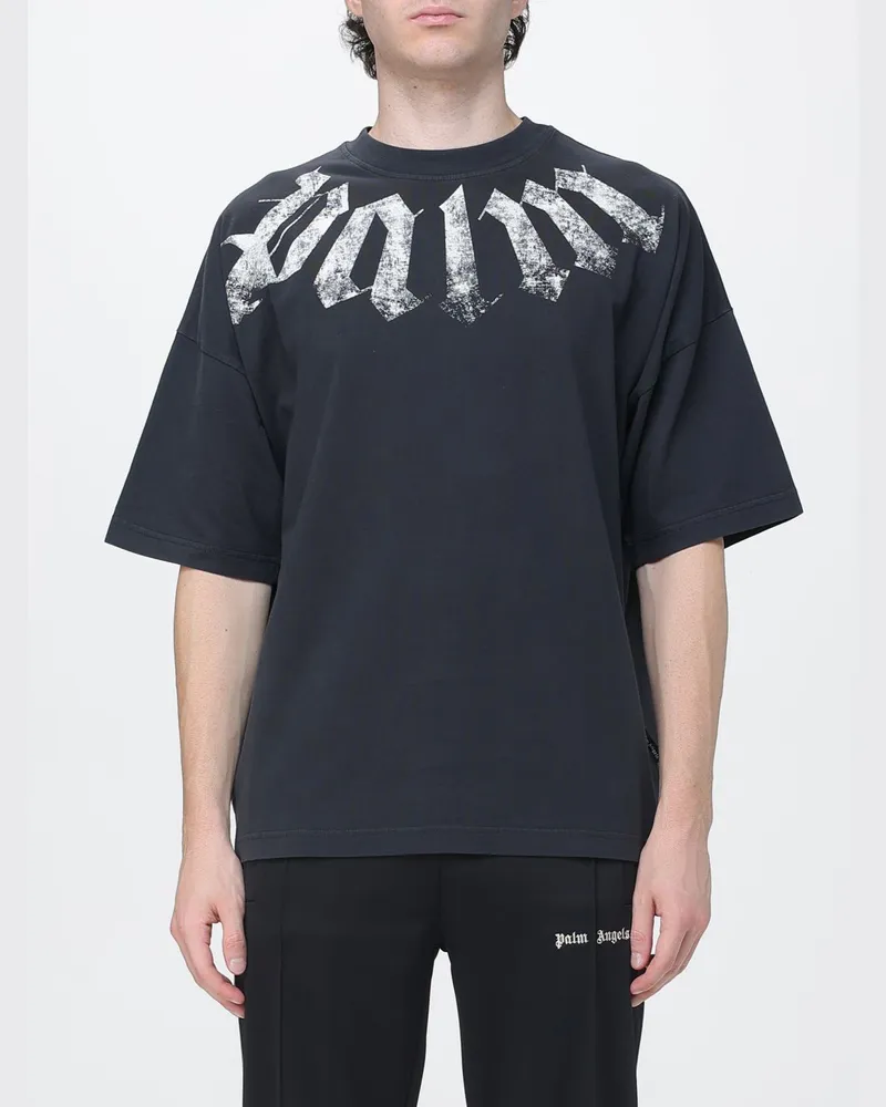 Palm Angels Relaxed-Fit-T-Shirt aus Baumwolle mit Graffiti-Logo-Print Schwarz
