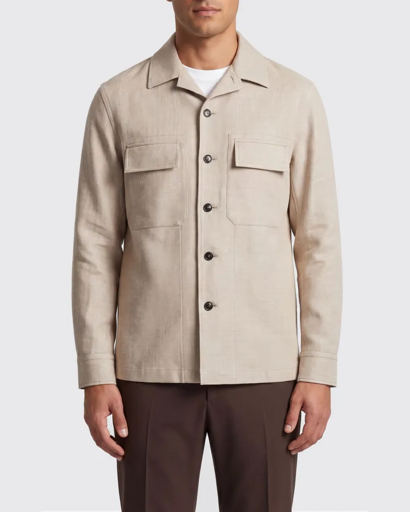 Ermenegildo Zegna Overshirt aus Leinenmischung Ecru