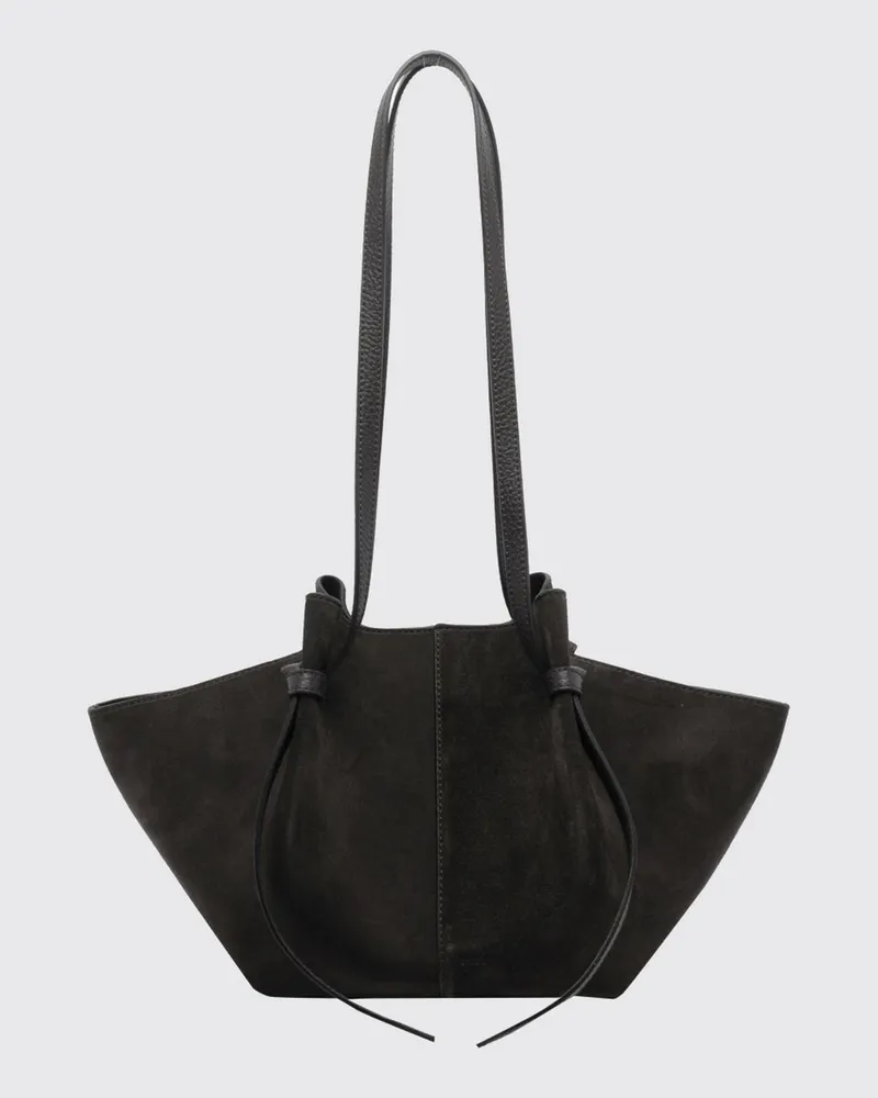 YUZEFI Ausgestellte Mochi Schultertasche aus Kalbswildleder Kakao
