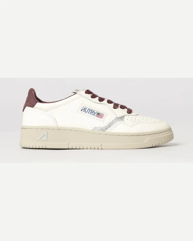 AUTRY Medalist Low Bicolor-Ledersneaker mit perforierter Spitze Burgunderrot
