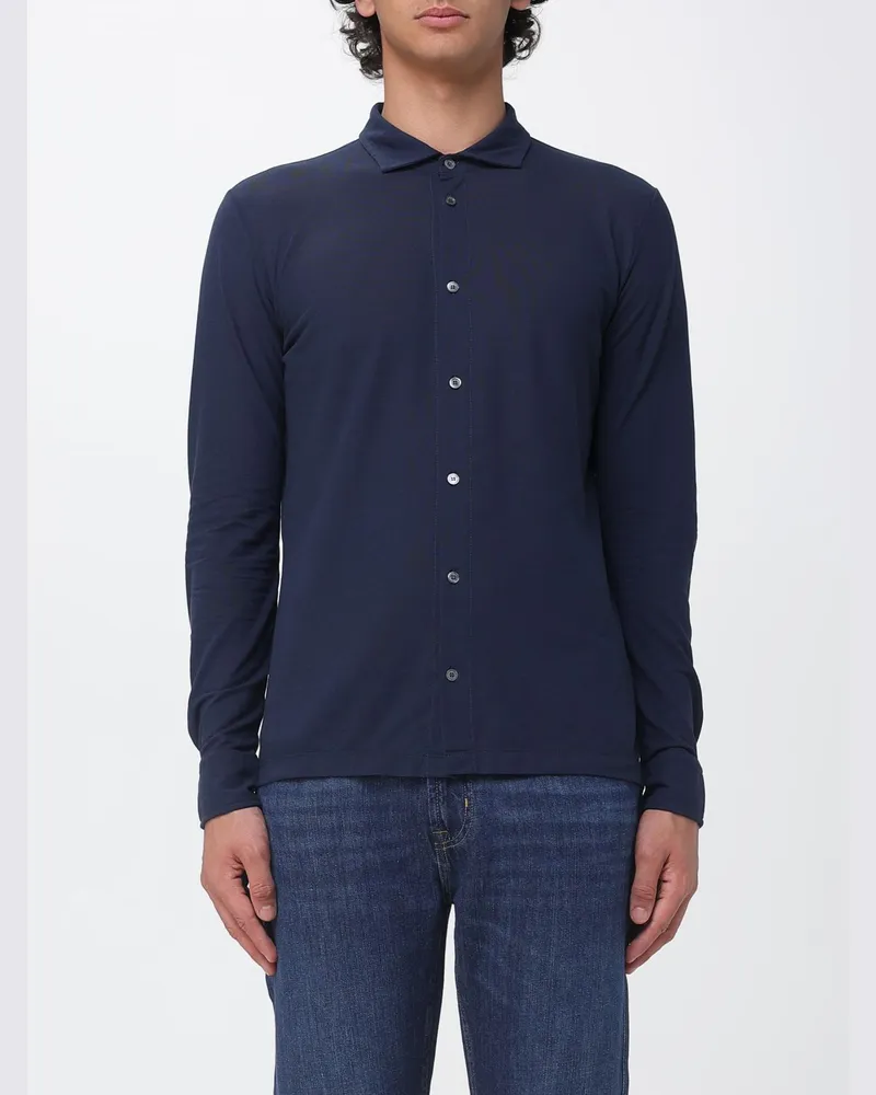 Zanone Strick-Poloshirt Blau