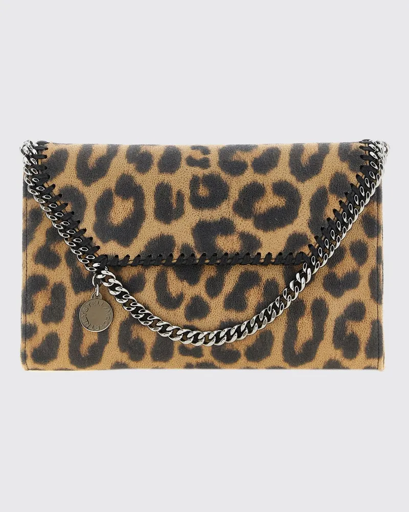 Stella McCartney Wallet on Chain Falabella aus Kunstleder mit Animal-Print Braun