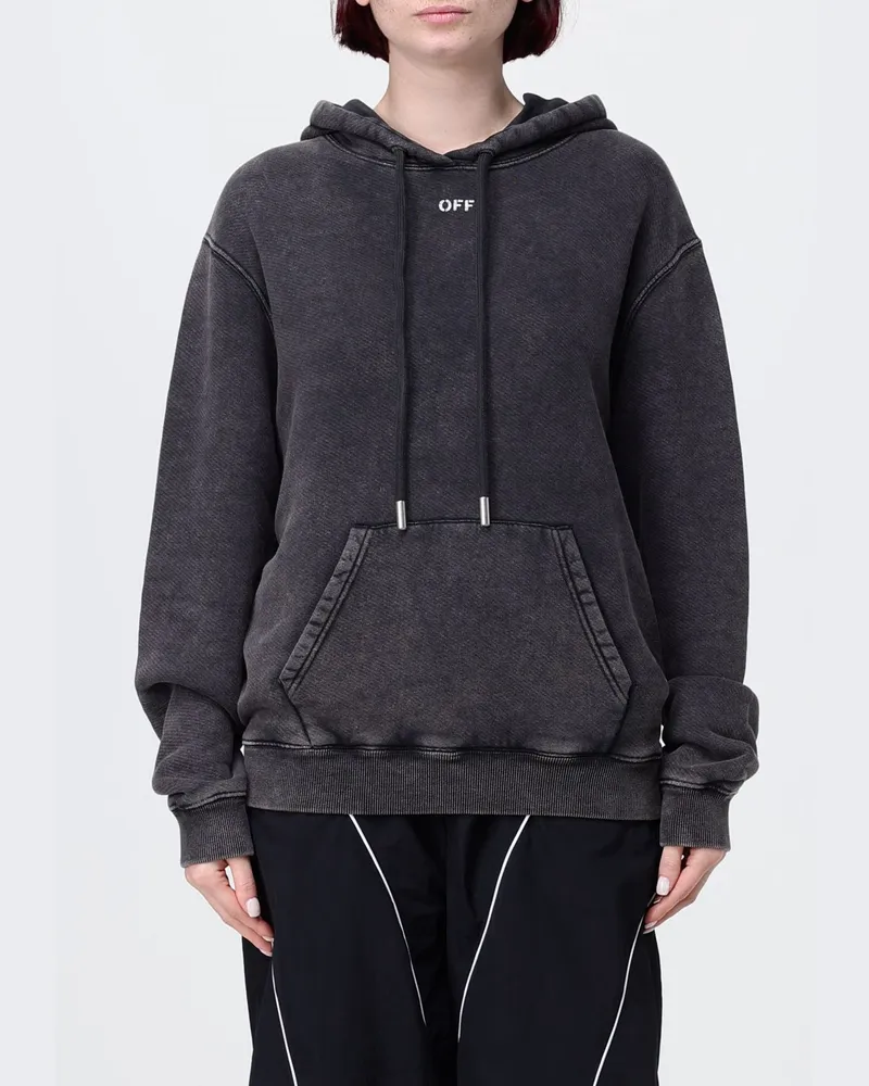 OFF-WHITE Baumwoll-Kapuzenpullover mit Arrow-Logo Blau