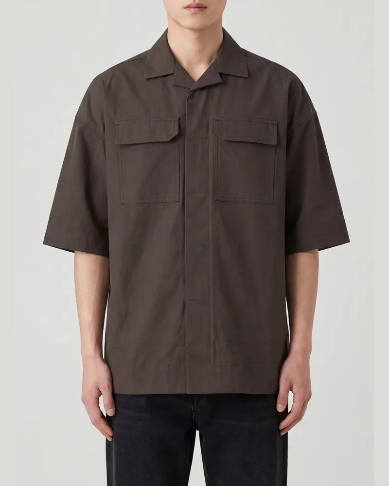 Rick Owens Freizeit-Hemd aus Stretch-Baumwolle Braun