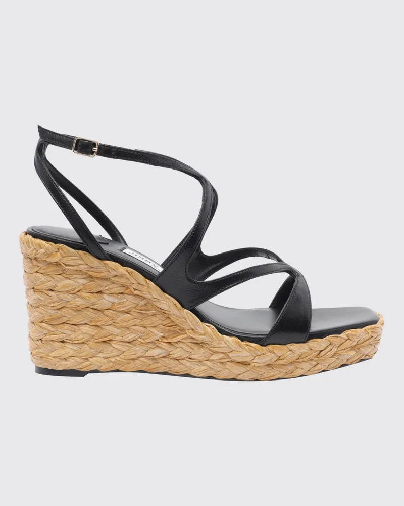 Jimmy Choo Ayla Keilsandalen aus Leder mit eckiger Zehenpartie Schwarz