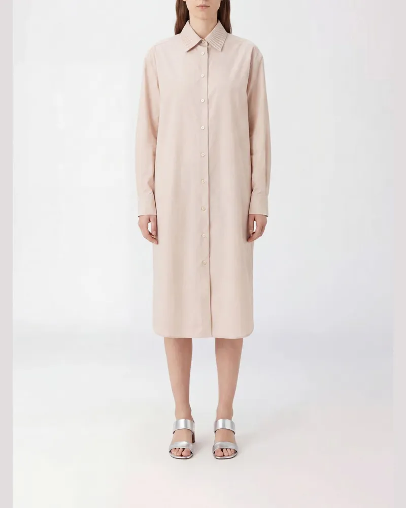 Jil Sander Midi-Hemdblusenkleid aus Baumwolle mit französischem Kragen Pink