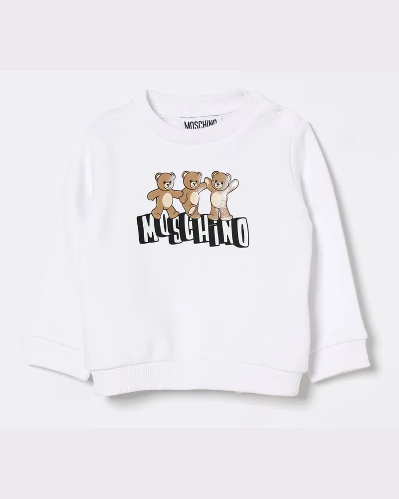 Moschino Teddy Bear Baumwoll-Rundhals-Sweatshirt Weiß
