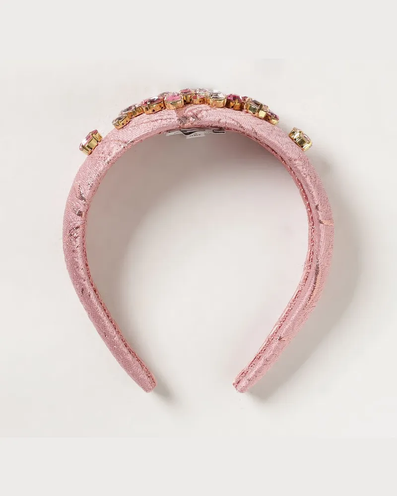 Dolce & Gabbana DOLCE  GABBANA Festes Lurex-Haarband für Mädchen von Dolce & Gabbana mit Stickerei und Kristallen Pink