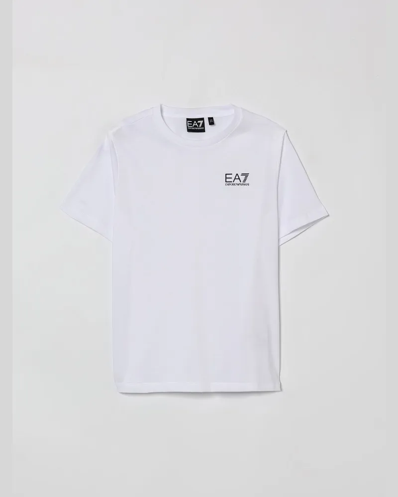 EA7 Baumwoll-T-Shirt mit Mini-Logo Weiß
