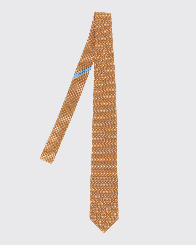 Ferragamo Krawatte aus reiner Seide mit durchgehendem Gancini-Monogramm Orange