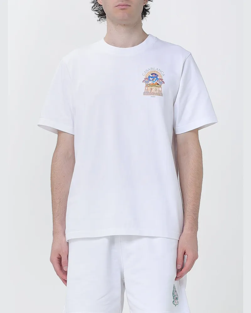 Casablanca Paris Rundhals-T-Shirt aus Bio-Baumwolle mit Logo-Print Weiss