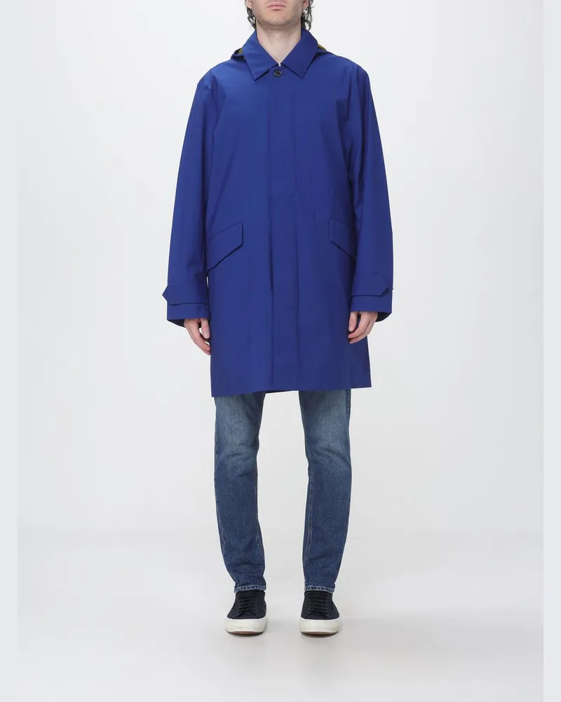 Paul Smith Einreihiger Woll-Trenchcoat mit Kapuze und Gürtel Blau
