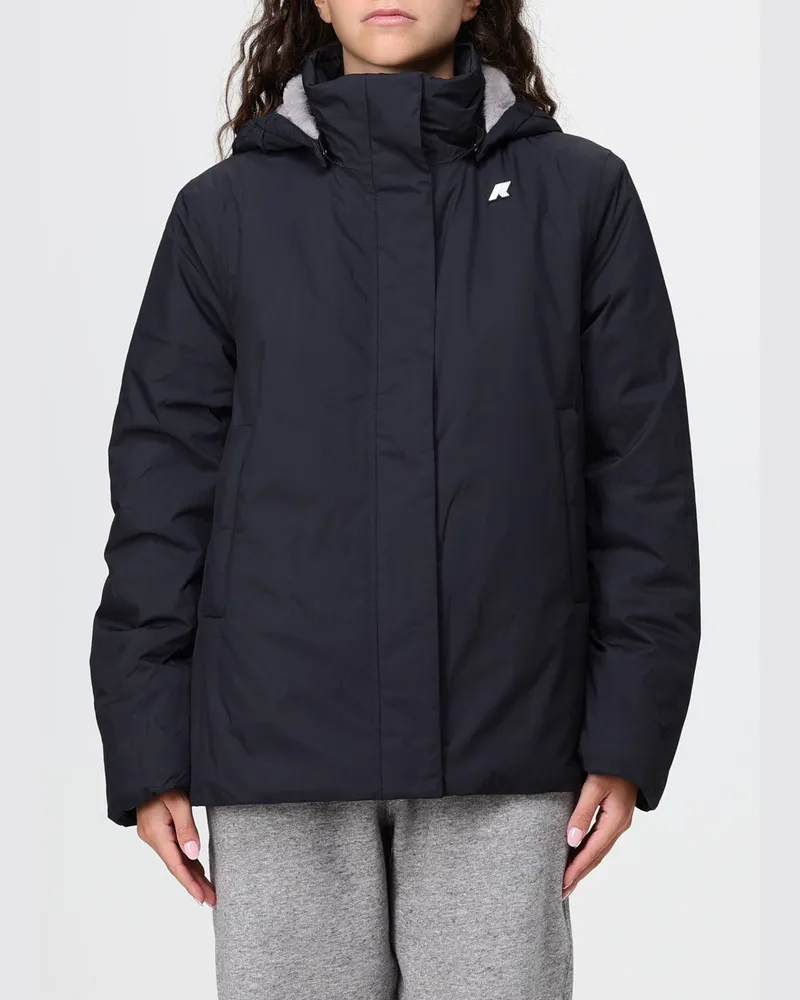 K-Way Kurze wasserdichte Marlette Jacke mit Webpelzfutter Schwarz