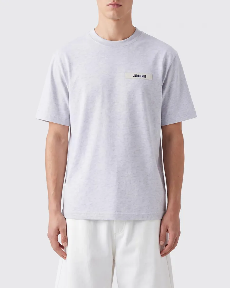 Jacquemus Baumwoll-T-Shirt mit Rundhalsausschnitt und kontrastierendem Applikationslogo Grau