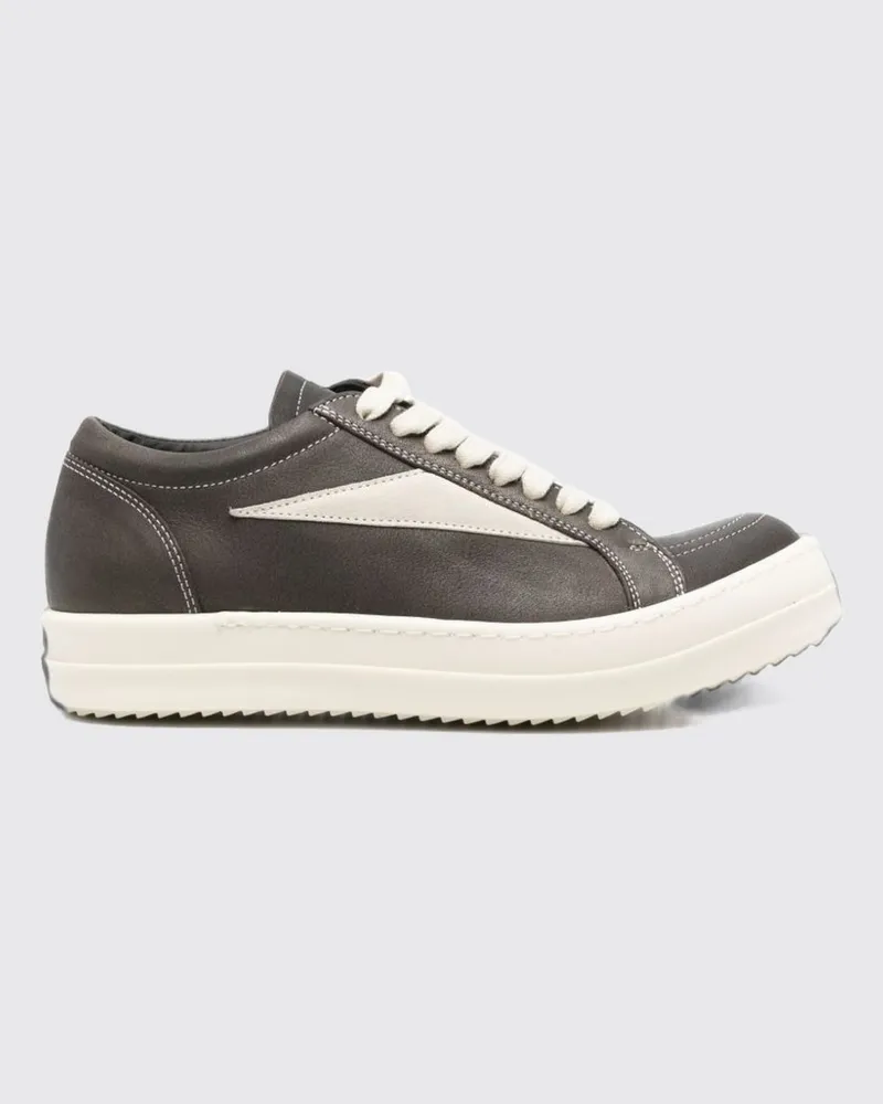Rick Owens Low-Top-Sneaker aus zweifarbigem Kalbsleder mit Gummisohle Schwarz