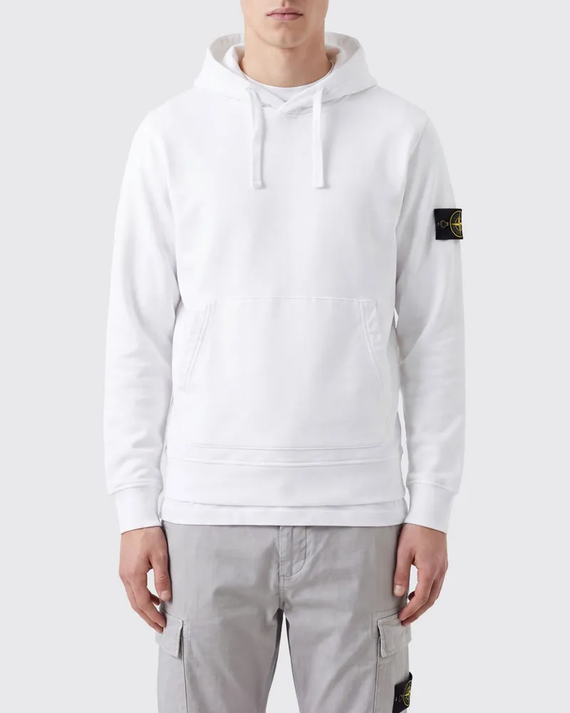 Stone Island Relaxed-Fit Hoodie aus Baumwolle mit Kängurutasche Weiß