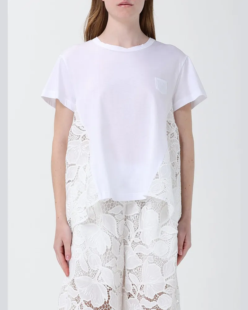 MEIMEIJ T-Shirts aus Baumwolle und Makramee Weiß
