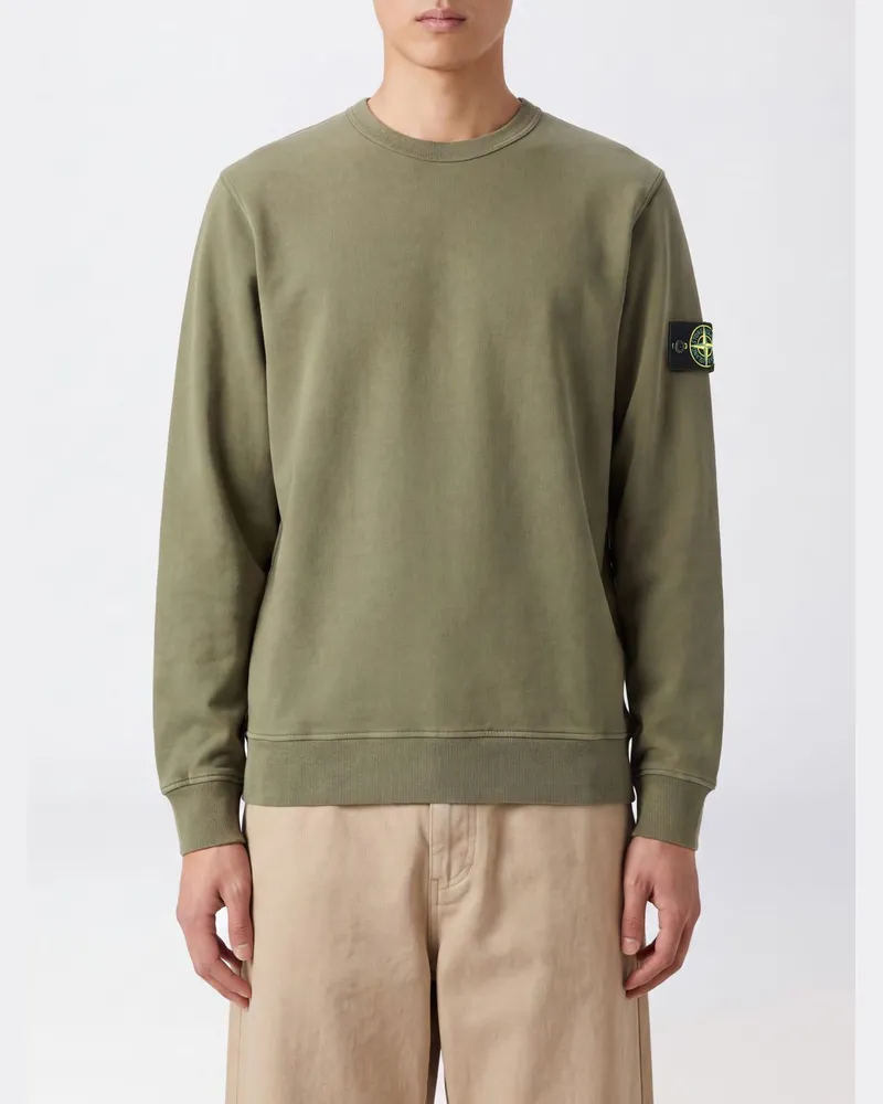 Stone Island Rundhals-Sweatshirt aus Baumwolljersey mit Compass-Logo-Patch Military