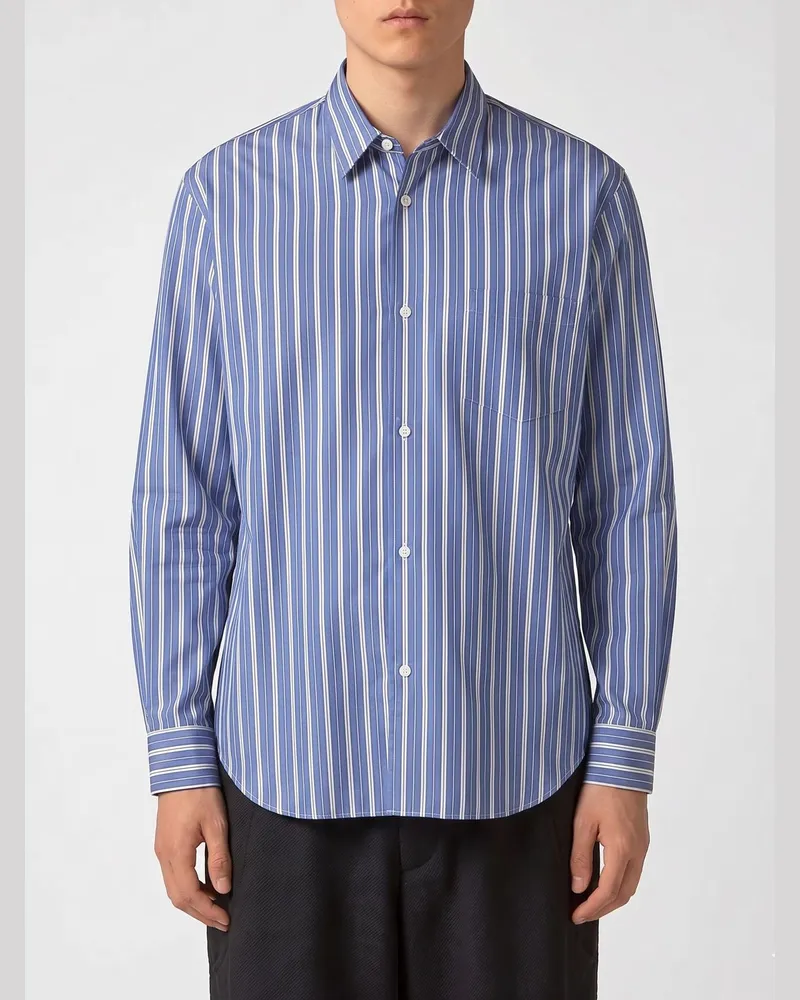 Junya Watanabe Relaxed-Fit-Patchwork-Hemd aus Baumwolle mit Kentkragen Blau