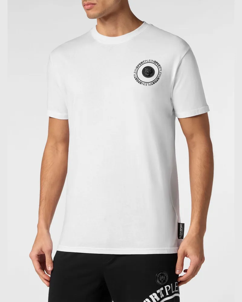 Philipp Plein Slim-Fit Baumwoll-T-Shirt von mit Kontrastlogo auf der Brust Weiß