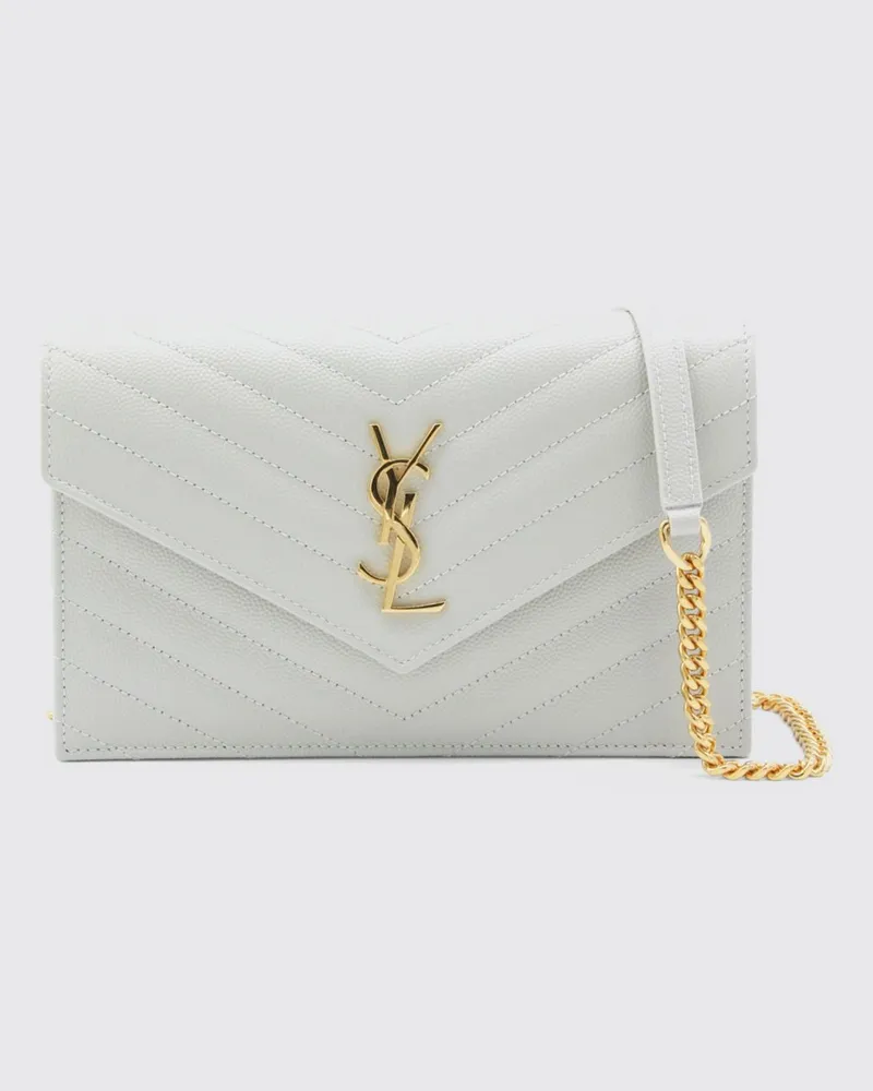 Saint Laurent Chain Wallet Envelope Cassandre aus genarbtem Leder Yellow