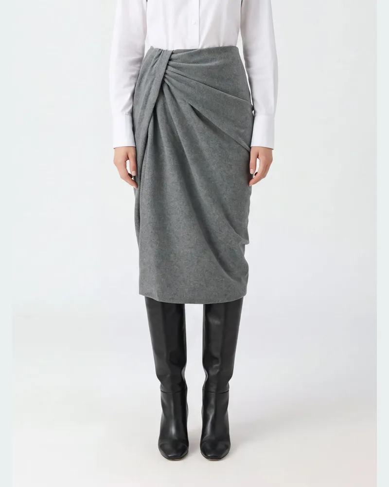 Étoile Isabel Marant Drapierter Slim-Fit-Midi-Bleistiftrock von aus Baumwollmischung Grau