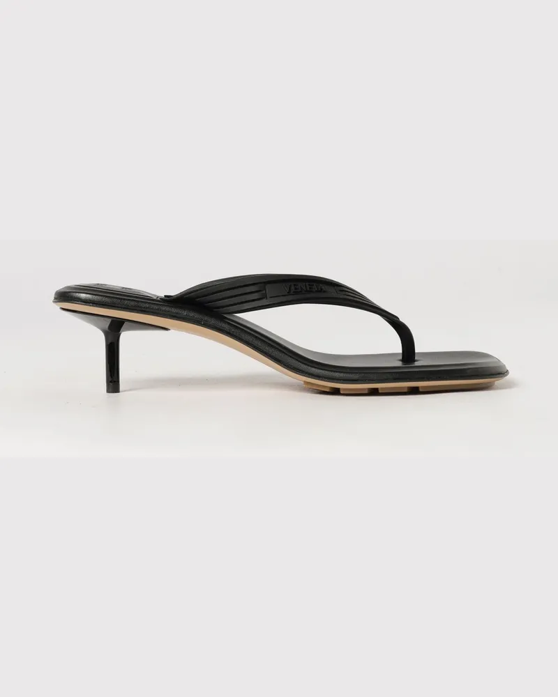 Bottega Veneta Sampieri Zehenstegsandalen aus Gummi mit mittlerem Stilettoabsatz von Schwarz