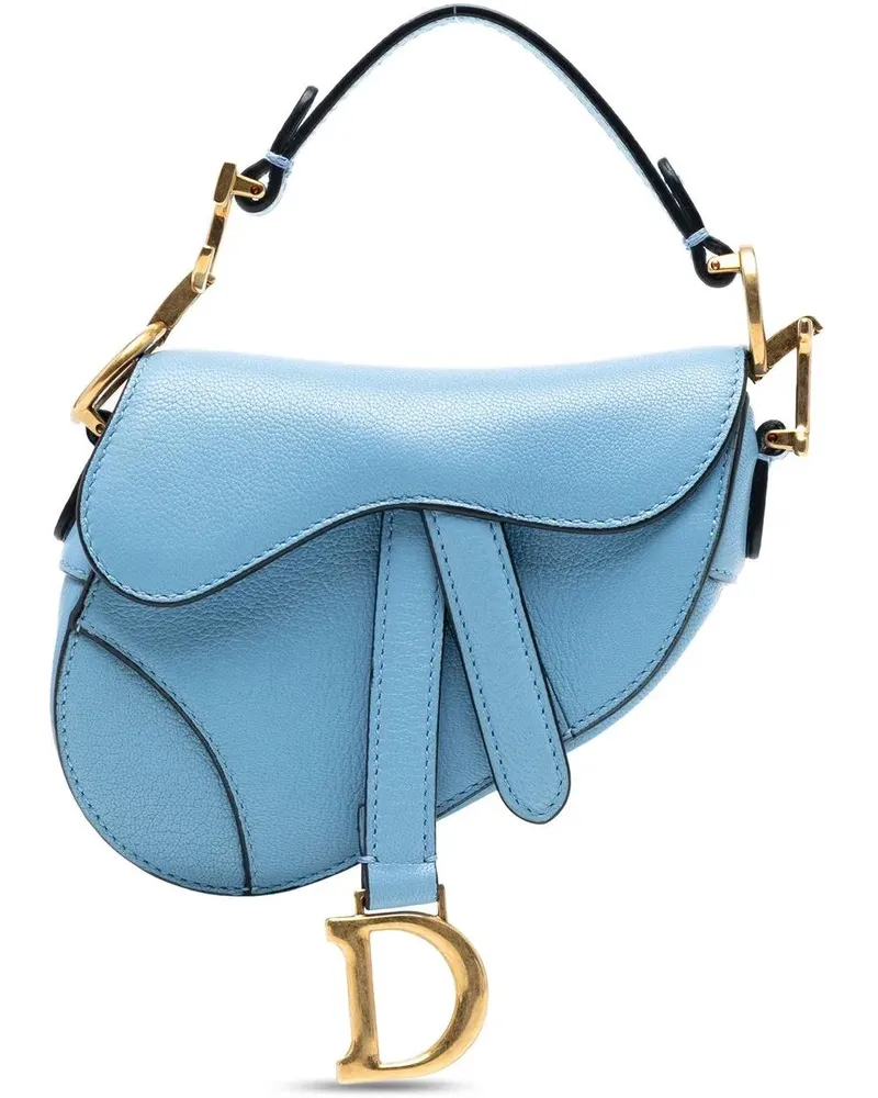 Dior Hobo Bags Micro Goatskin Saddle Bag blau Blau