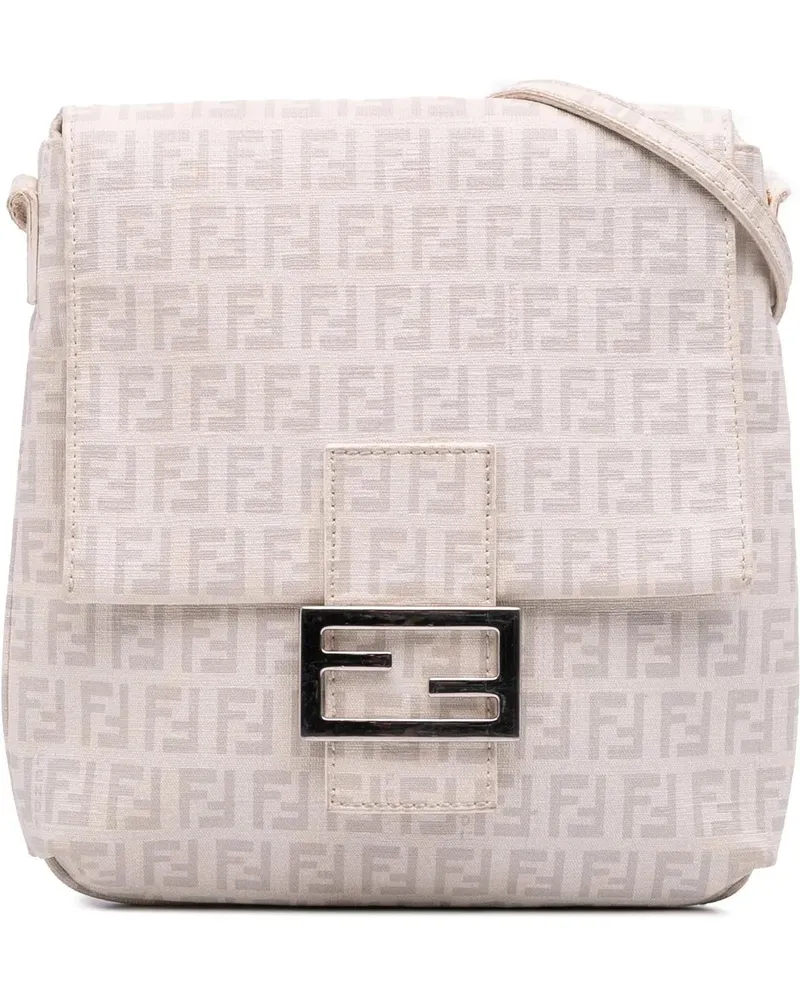 Fendi Hobo Bags Zucchino Canvas Mama Forever Crossbody weiß Weiß