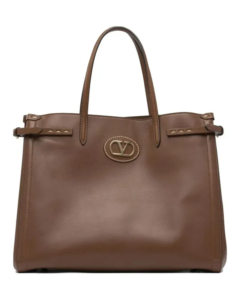 Valentino Garavani Hobo Bags Structured Smooth Leather Handbag braun Braun
