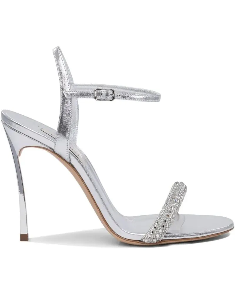 Casadei Sandalen Crystal-Embellished Silver Sandals With Steel Blad silberfarben 