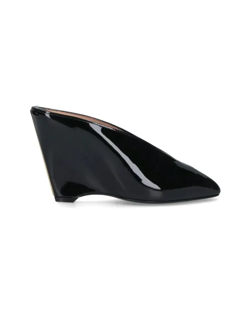 Ferragamo Slipper & Pantoletten Wedge Mules, In Black Shiny Bull Leather schwarz Schwarz