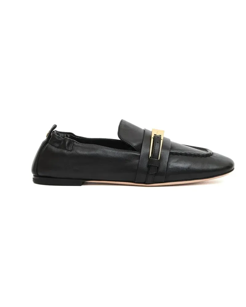 Attilio Giusti Leombruni Black Leather Moccasins With Decorative Buckle And schwarz Schwarz