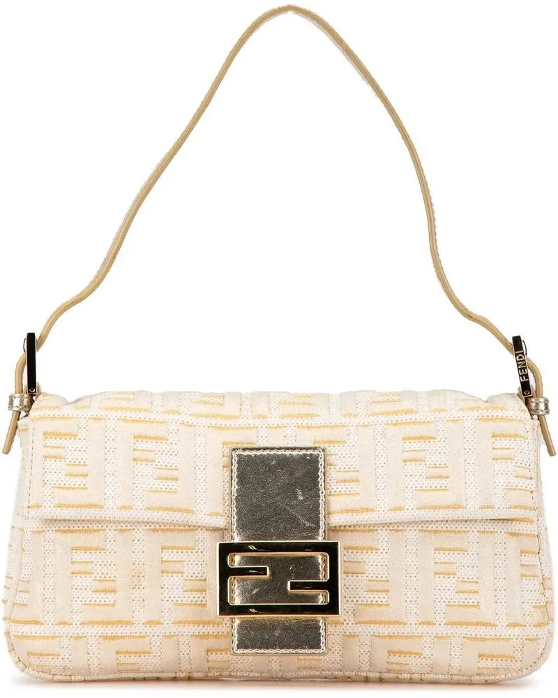 Fendi Hobo Bags 2000-2010 Zucca Metallic Baguette goldfarben Gold