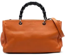 Hobo Bags Medium Calfskin Bamboo Shopper Satchel orange