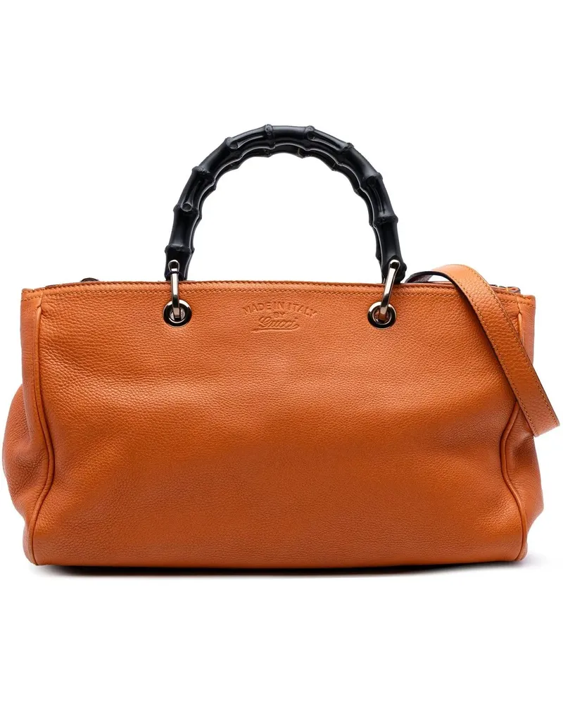 Gucci Hobo Bags Medium Calfskin Bamboo Shopper Satchel orange Orange