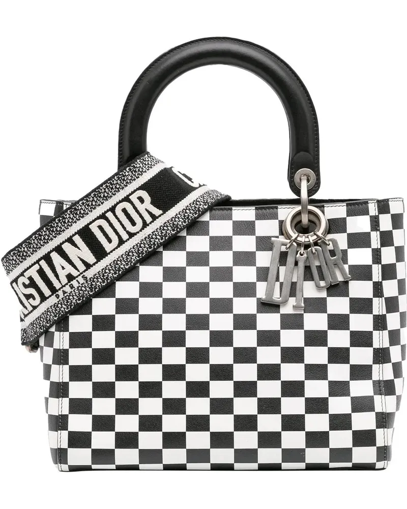 Dior Hobo Bags Medium Calfskin Checkered Lady Dior schwarz Schwarz