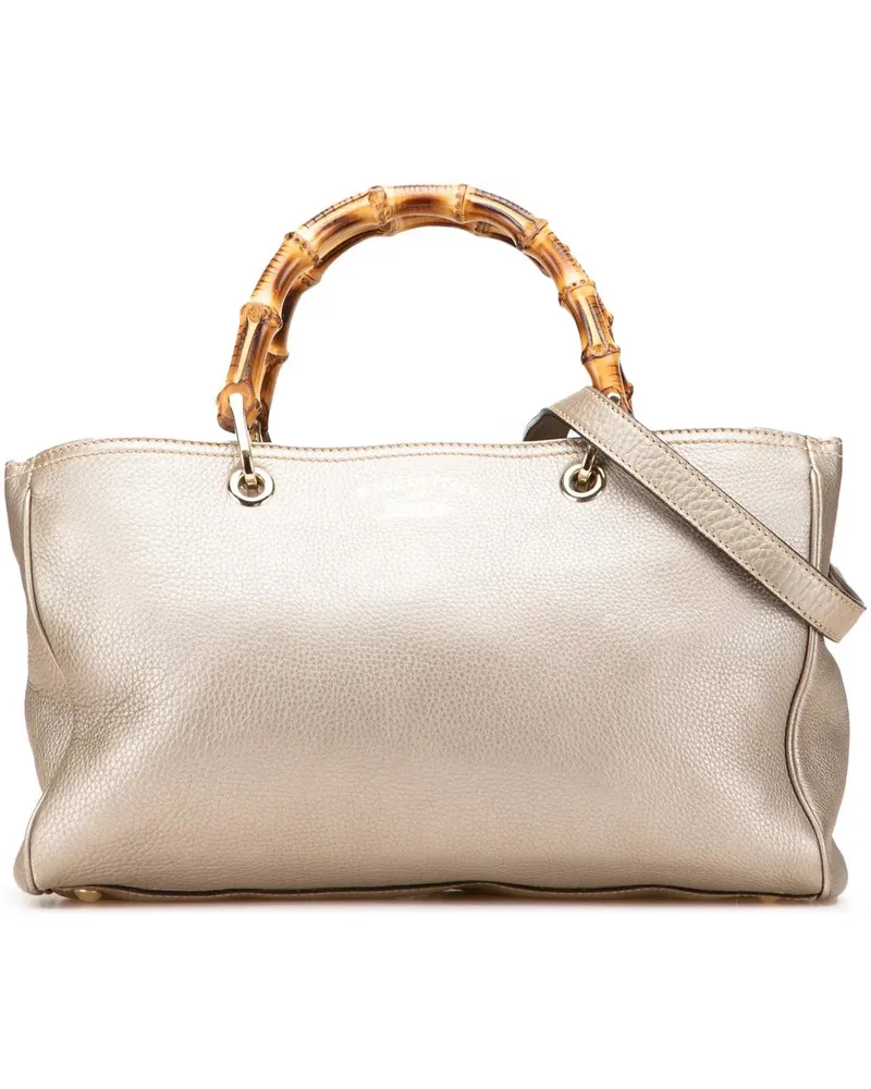Gucci Hobo Bags Medium Calfskin Bamboo Shopper Satchel goldfarben Gold