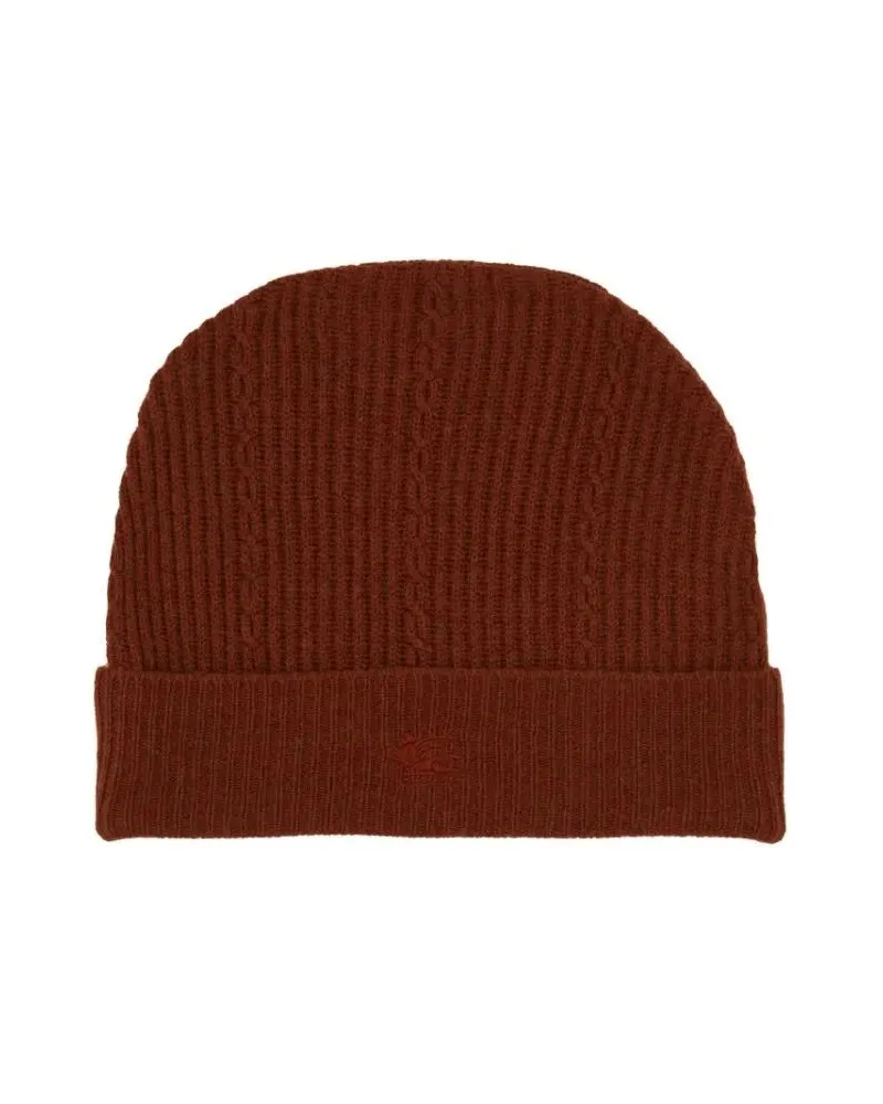 Etro Caps & Mützen Ribbed Burgundy Beanie Hat rot Rot