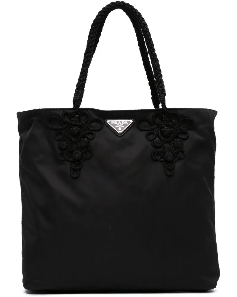Prada Shopper Tessuto Braided Tote schwarz Schwarz